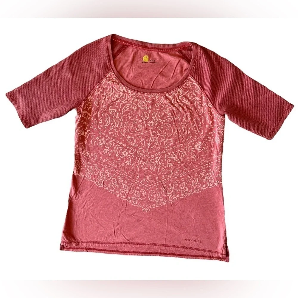 Carhartt Womens Scoop Neck Half Sleeve Size S 4-6 - Picture 2 of 5